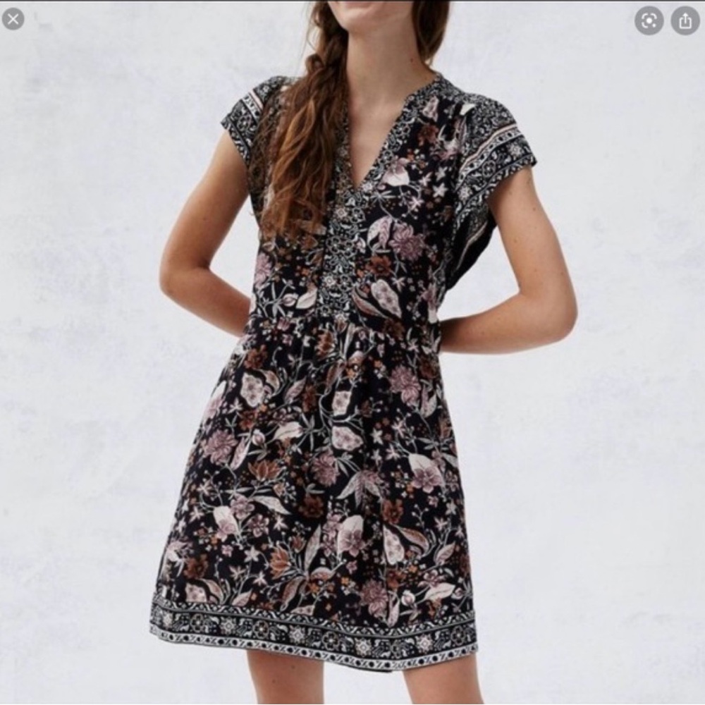 Anthropologie Zenia Floral Flutter Sleeve Women's Dress